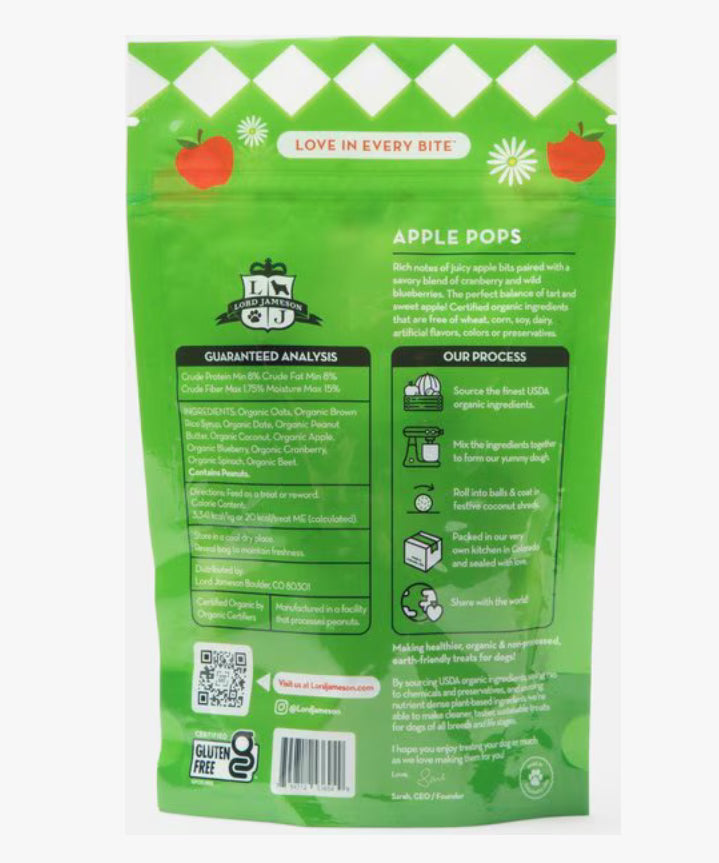 Lord Jameson Apple Pops Vegan Dog Treats, 6-oz bag