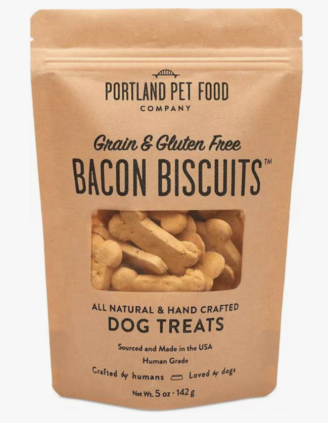 Portland Pet Food Company Bacon Biscuits Grain-Free & Gluten-Free Dog Treats, 5-oz bag