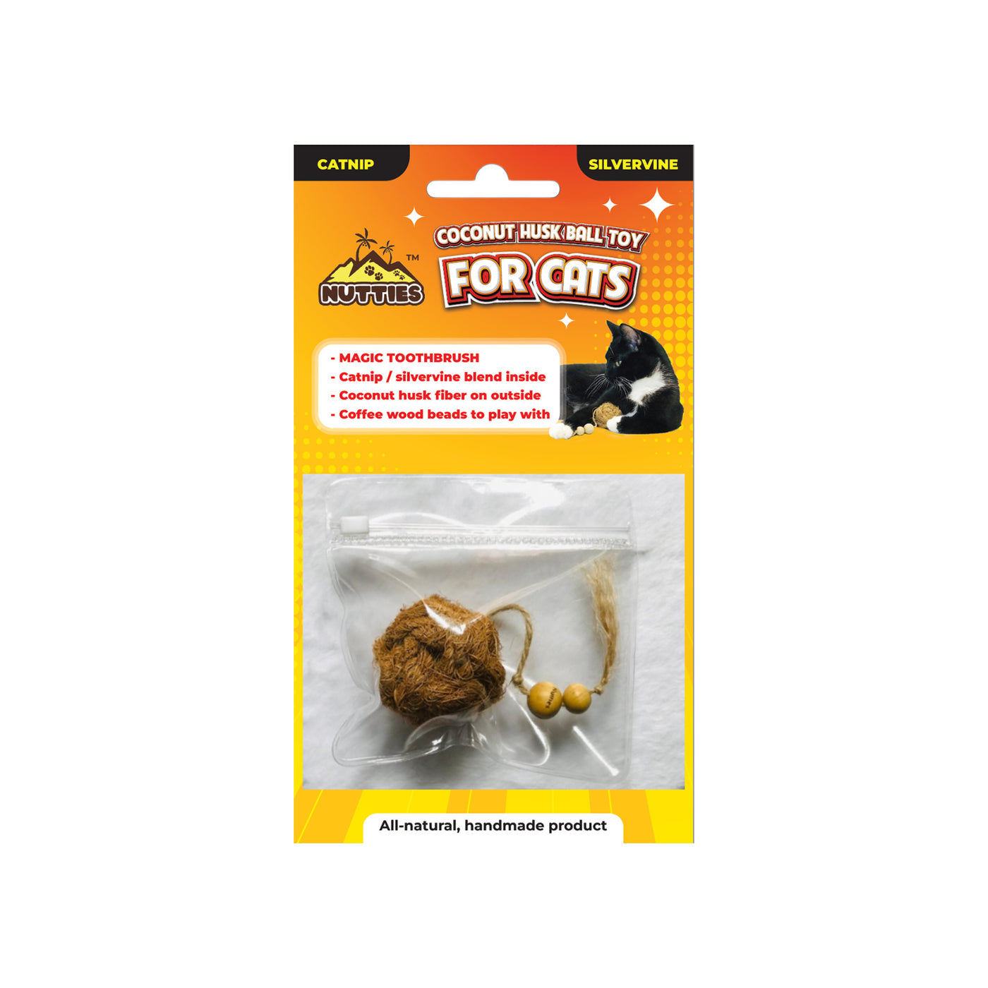 HEALTHY PET WORLD NUTTIES COCONUT HUSK DENTAL CAT TOY - SMALL