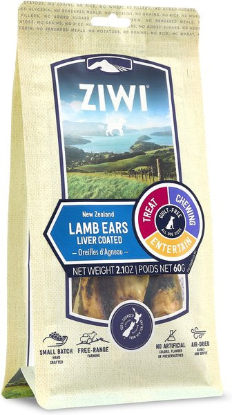 ZIWI Lamb Ears Liver Coated Dog Treats, 2.1-oz bag