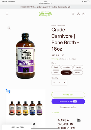 Crude Carnivore - 16oz Turkey Bone Broth