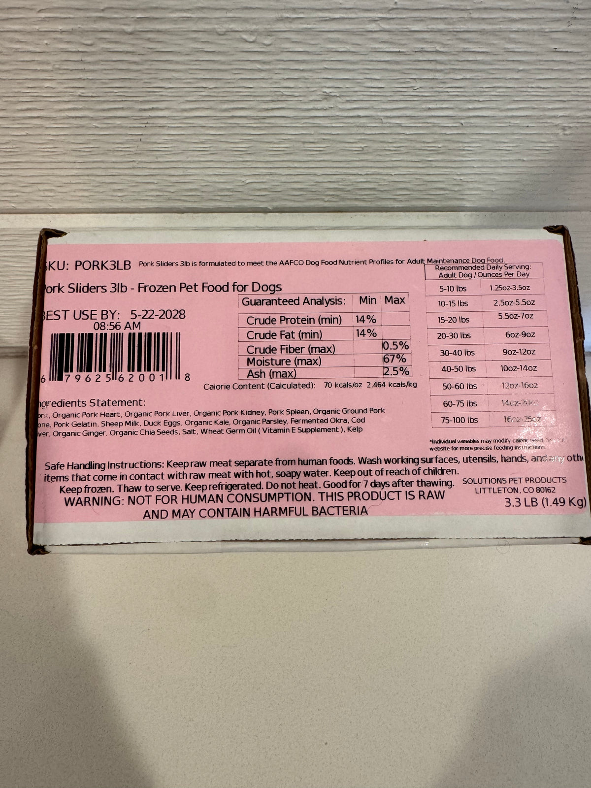 Solutions Pet Products| Fermented Raw Pork Recipe