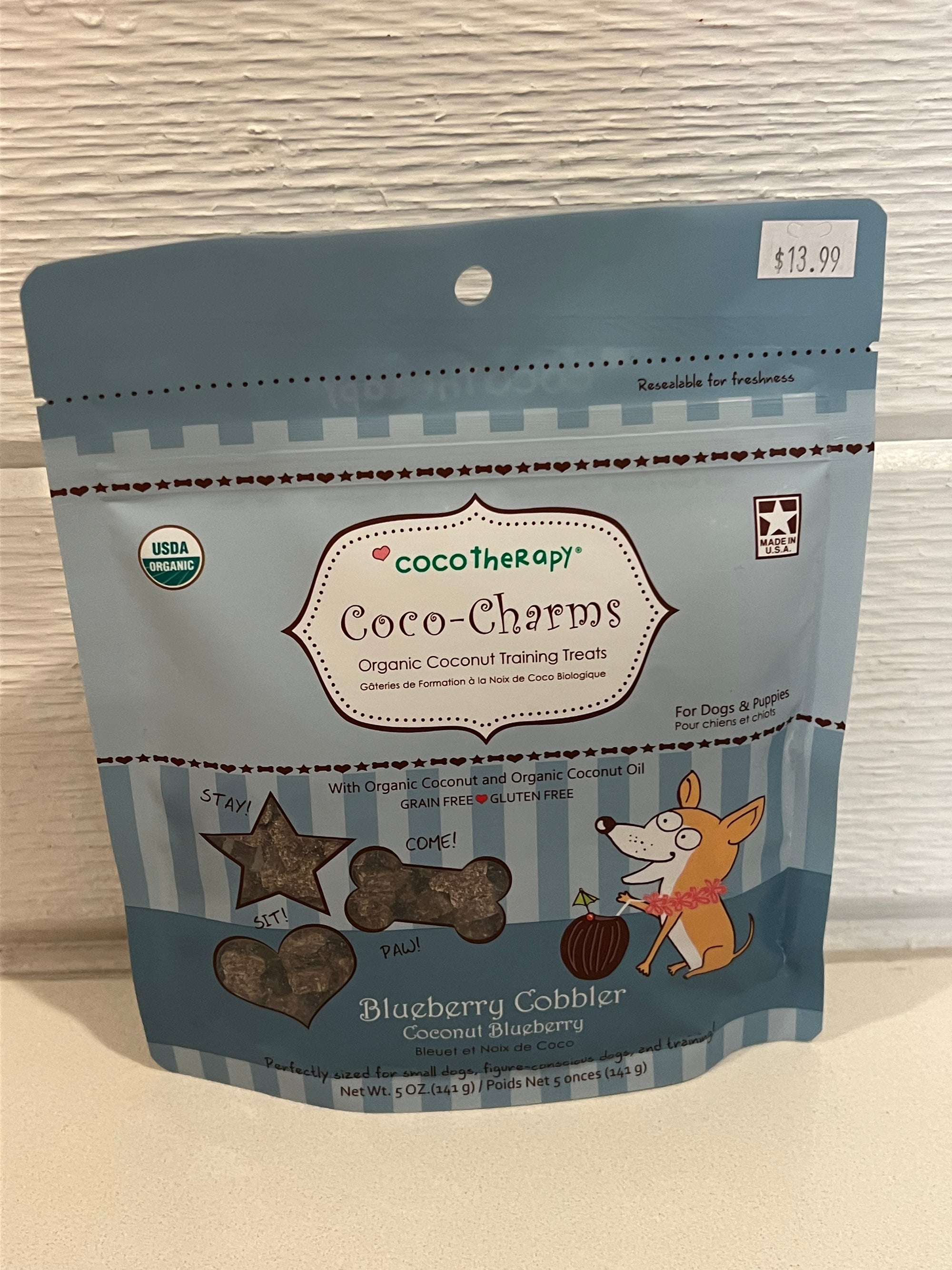 Cocotherapy Coco-Charms Training Treats Blueberry Cobbler - Organic Training Treat for dogs