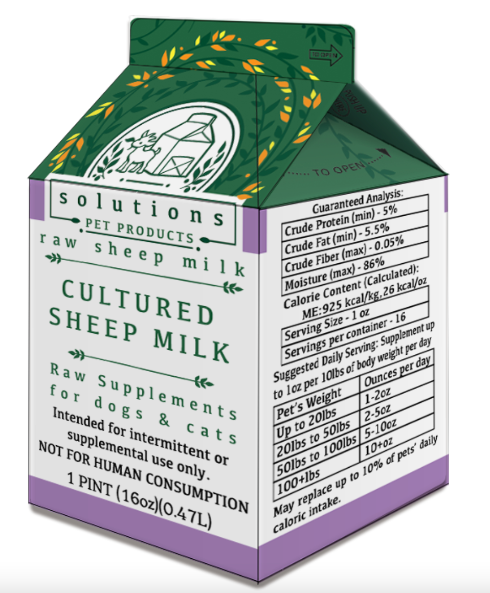Solutions Pet Products - Raw Cultured Sheep Milk Pint (16oz)