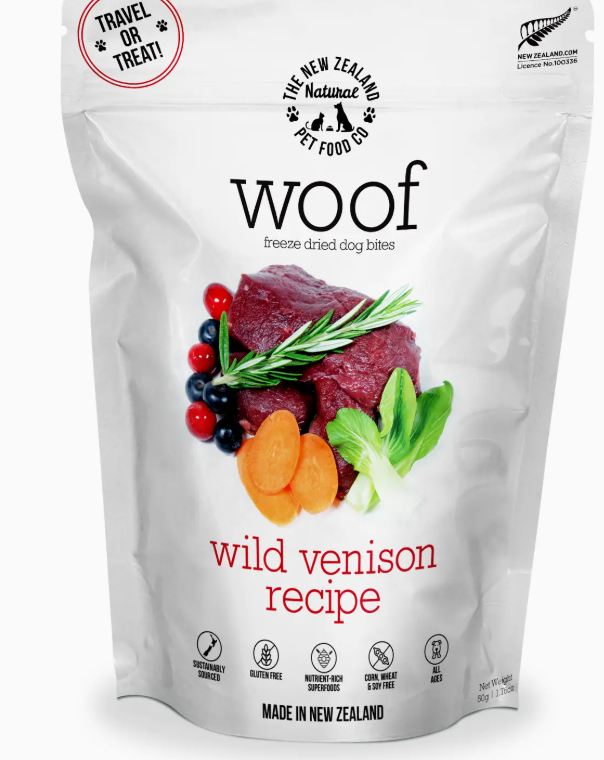The New Zealand Natural Pet Food Co- Woof Wild Venison Freeze Dried Dog Food 1.76oz
