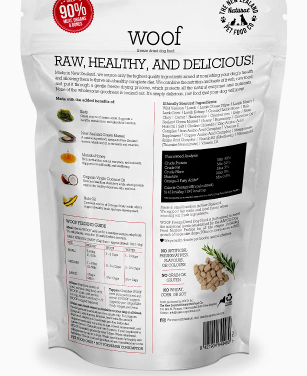 The New Zealand Natural Pet Food Co- Woof Wild Venison Freeze Dried Dog Food 1.76oz