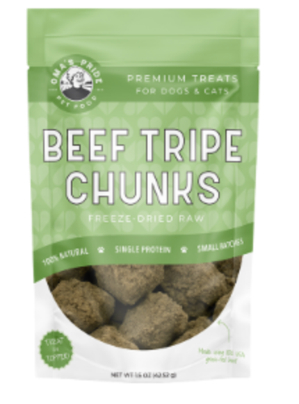 Oma's Pride- Freeze- Dried Beef Tripe Chunks (1.5oz)