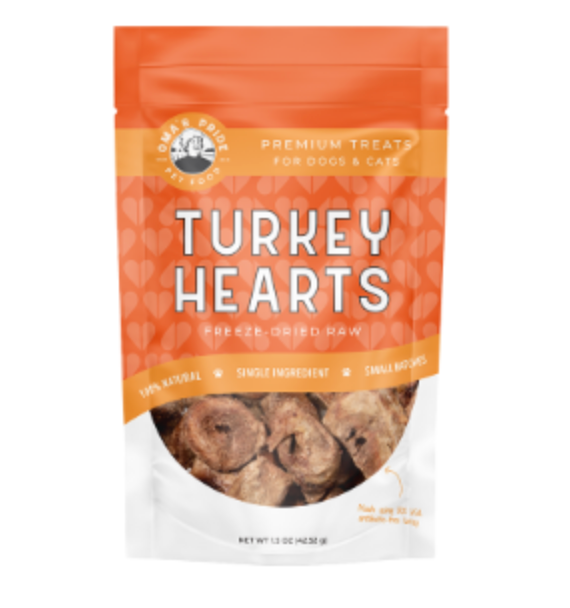Oma's Pride- Freeze Dried Turkey Hearts (1.5oz)