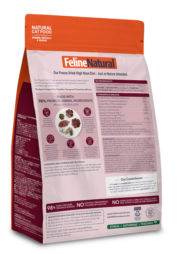 Feline Natural- Lamb & Venison Feast Freeze-Dried Cat Food