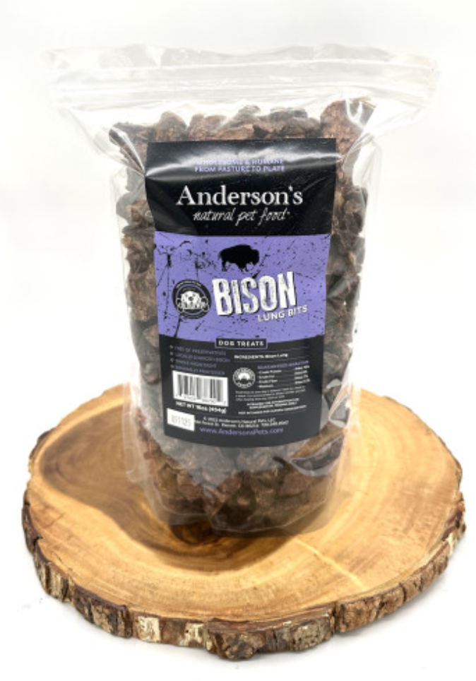 Anderson's Natural Pet Products- Bison Lung Bits (5oz Bits, 8oz Filets, 16oz Bits)