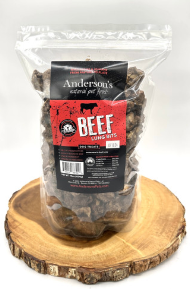 Anderson's Natural Pet Products- Beef Lung Bits (5oz Bits, 8oz Filets, 16oz Bits)