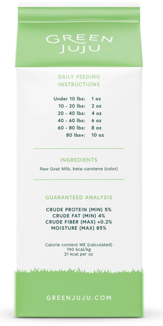 Green Juju | Raw Fermented Goat's Milk For Dogs and Cats (16oz, 32oz, 64oz)