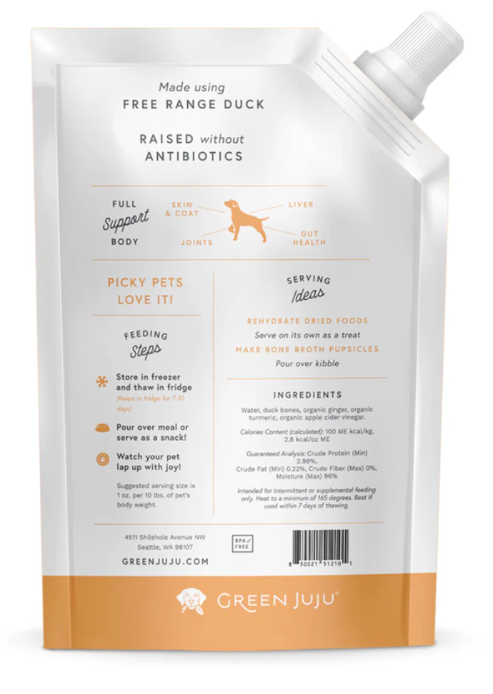 Green Juju | Duck Bone Broth For Dogs and Cats (20oz)