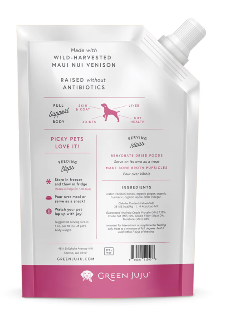 Green Juju | Venison Bone Broth For Dogs and Cats (20oz)