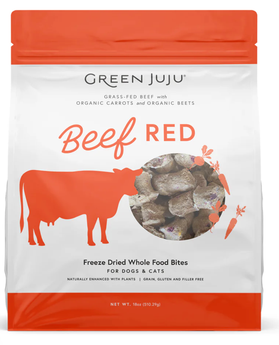 Green Juju | Beef Red Freeze-Dried Whole Food Bites For Dogs and Cats (3oz, 7.5oz, 18oz)