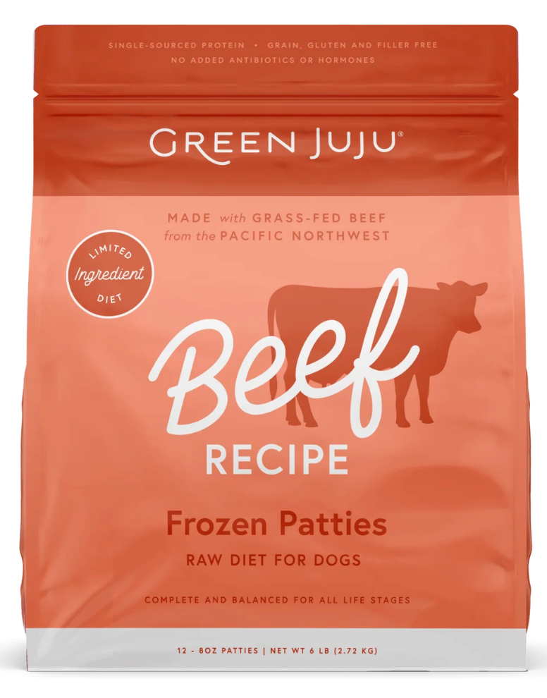 Green Juju | Beef Recipe For Dogs and Cats (3lb Sliders, 6lb Patties, 18lb Bulk)