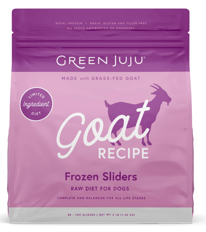 Green Juju | Goat Recipe For Dogs and Cats (3lb Sliders, 6lb Patties, 18lb Bulk)