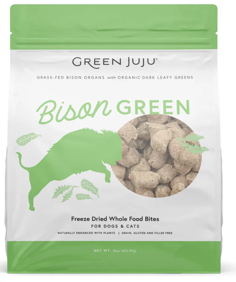 Green Juju | Bison Green Freeze-Dried Whole Food Bites For Dogs and Cats (2.5oz, 6oz, 16oz)