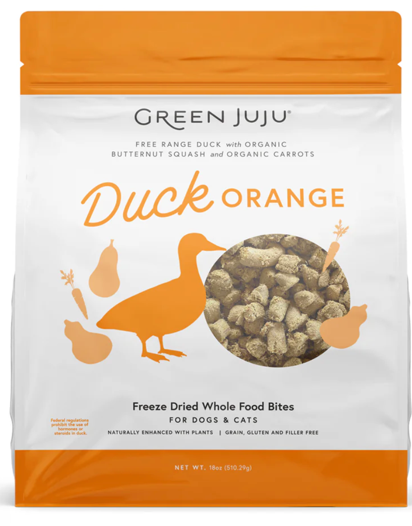 Green Juju | Duck Orange Green Freeze-Dried Whole Food Bites For Dogs and Cats (3oz, 7.5oz, 18oz)