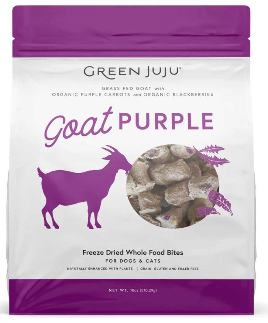 Green Juju | Goat Purple Green Freeze-Dried Whole Food Bites For Dogs and Cats (3oz, 7.5oz)