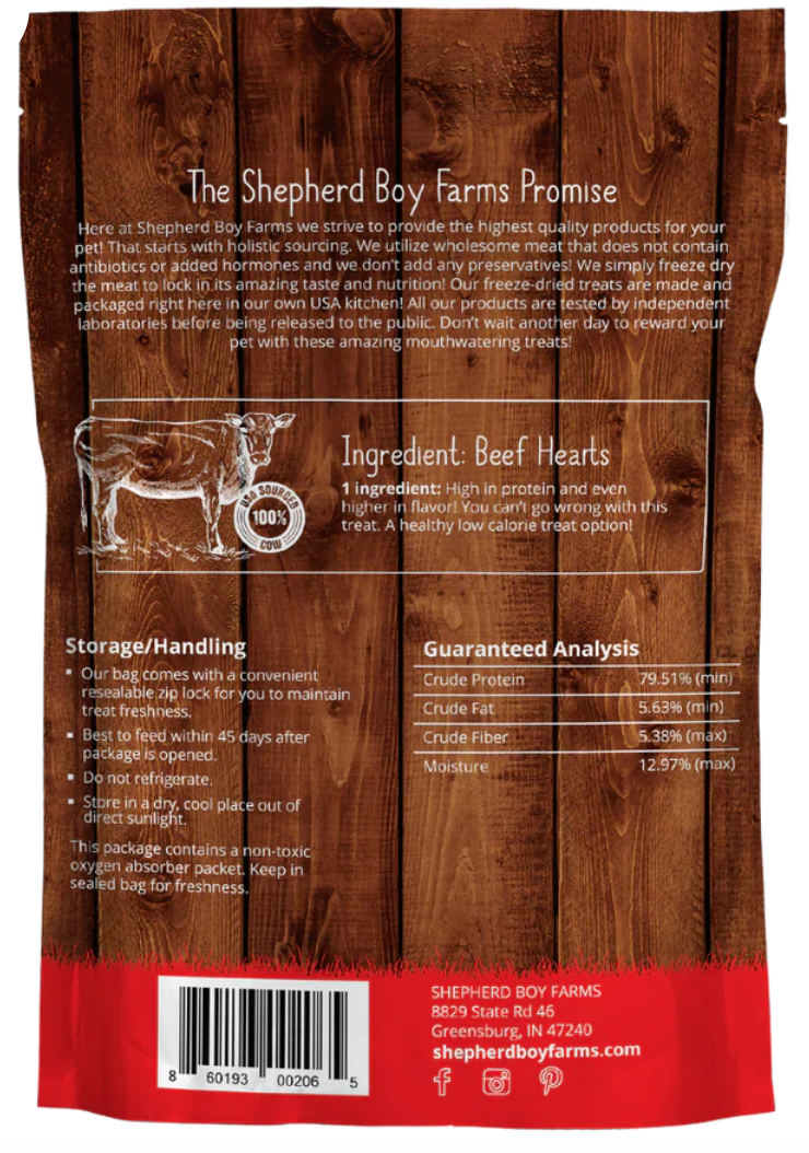 Shepherd Boy Farms- Freeze-Dried Beef Heart Treats (3oz)