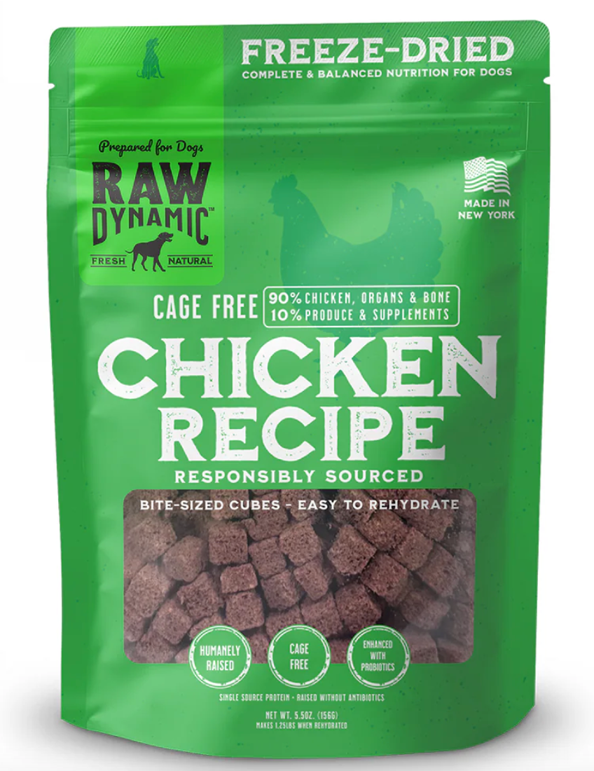 Raw Dynamic- Chicken Freeze-Dried Recipe For Dogs (5.5oz, 14oz)