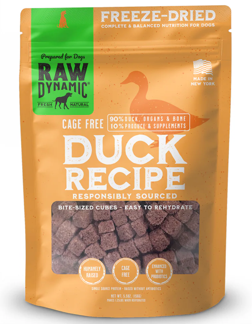 Raw Dynamic- Duck Freeze-Dried Recipe For Dogs (5.5oz, 14oz)