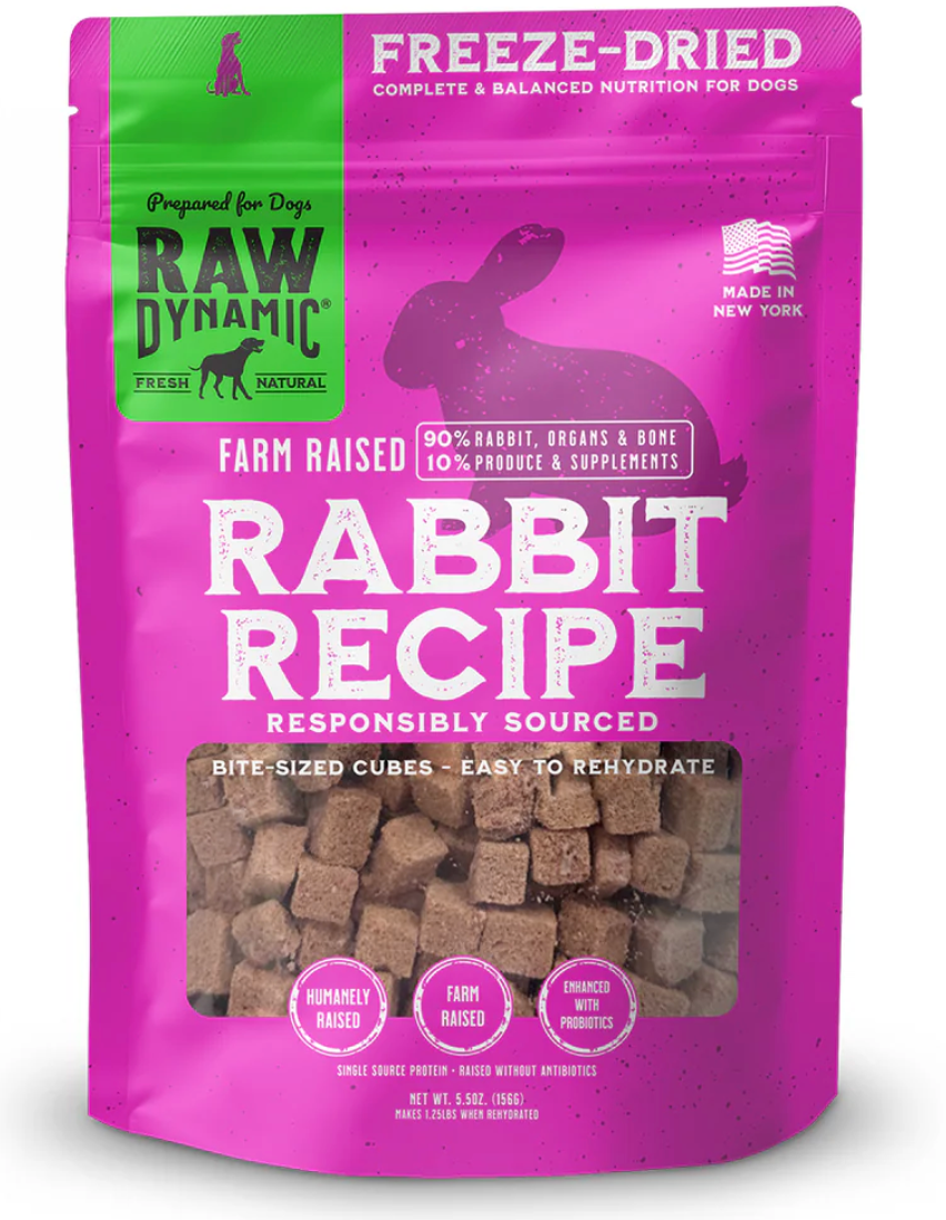 Raw Dynamic- Rabbit Freeze-Dried Recipe For Dogs (5.5oz, 14oz)