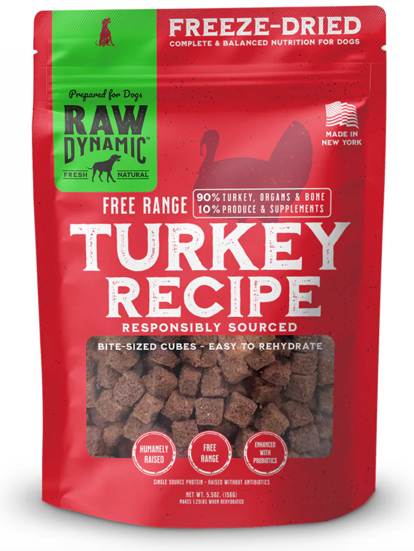 Raw Dynamic- Turkey Freeze-Dried Recipe For Dogs (5.5oz, 14oz)