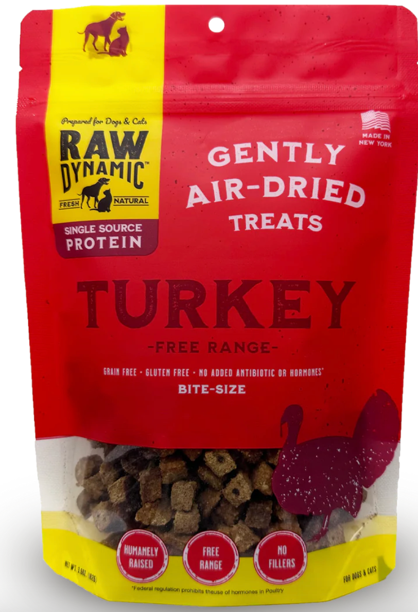 Raw Dynamic- Turkey Air-Dried Treats For Dogs and Cats (3.6oz)