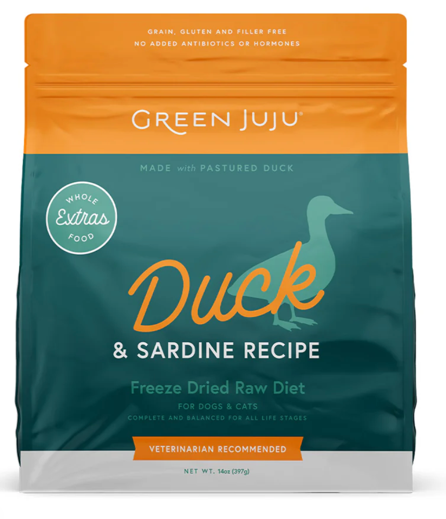 Green Juju | Extras Duck & Sardine Freeze-Dried Meal For Dogs and Cats (14oz)