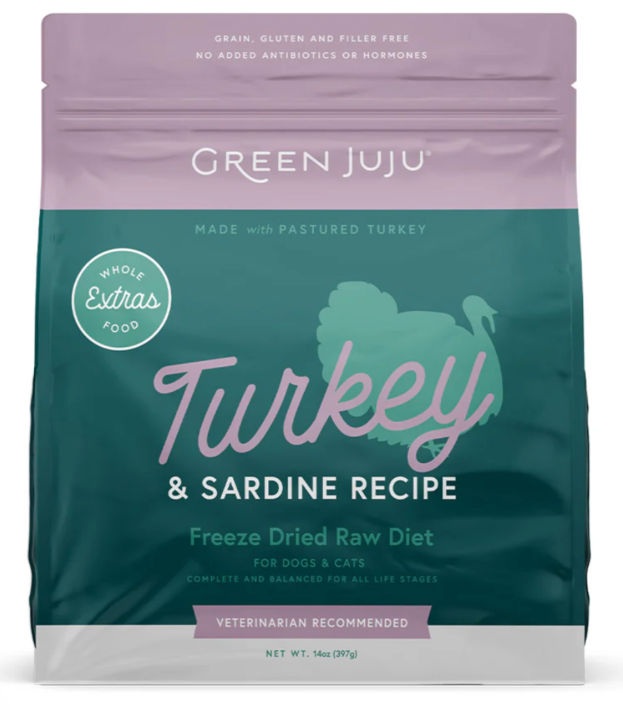 Green Juju | Extras Turkey & Sardine Freeze-Dried Meal For Dogs and Cats (14oz)