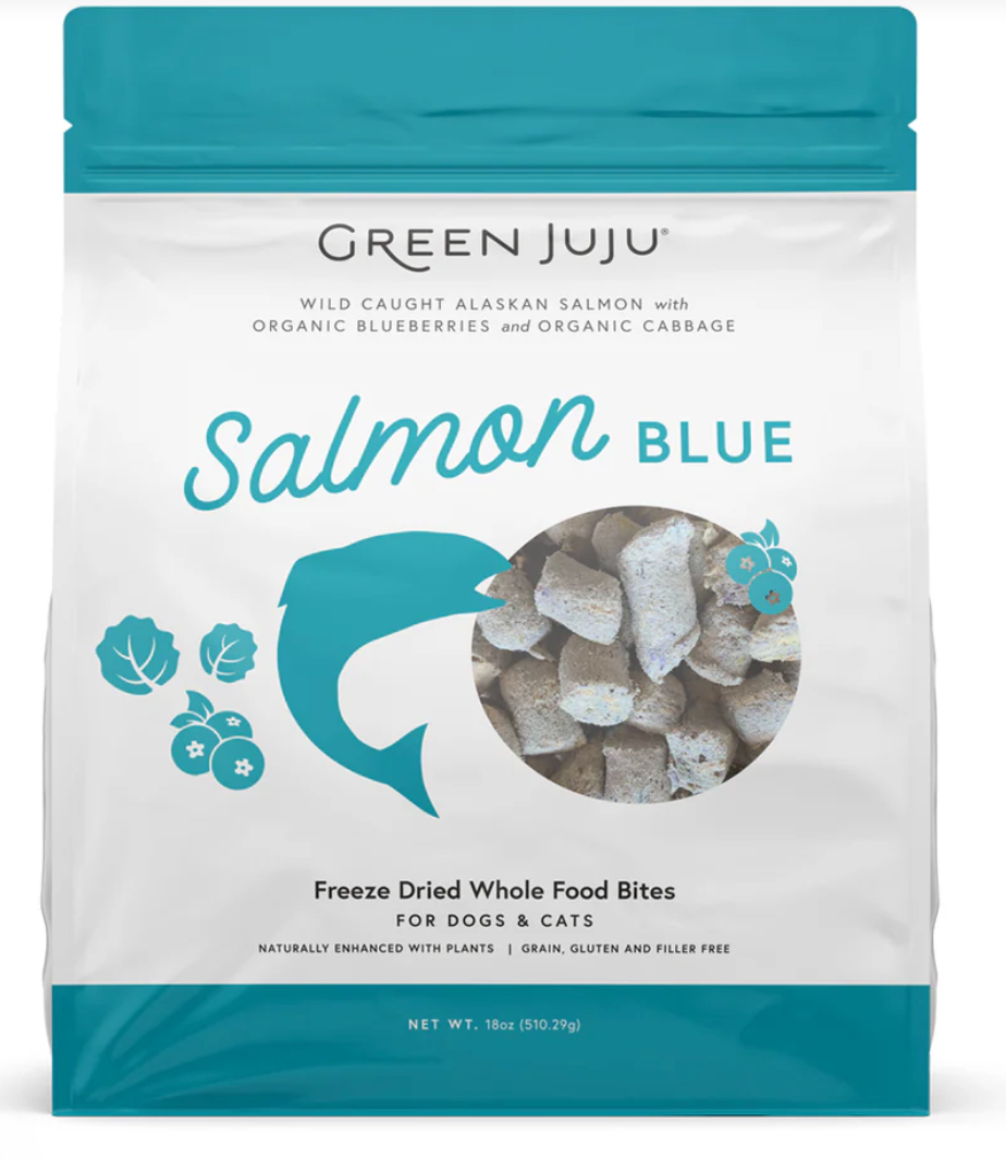 Green Juju | Salmon Blue freeze-Dried Whole Food Bites For Dogs and Cats (3oz)