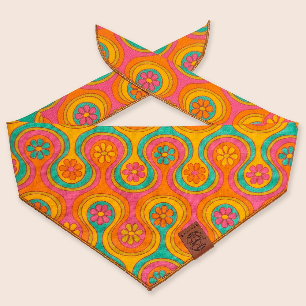 
                  
                    Trippy Floral Printed Dog Bandana // Sustainable // 100% Cotton // Tie On // Slim Fitted
                  
                