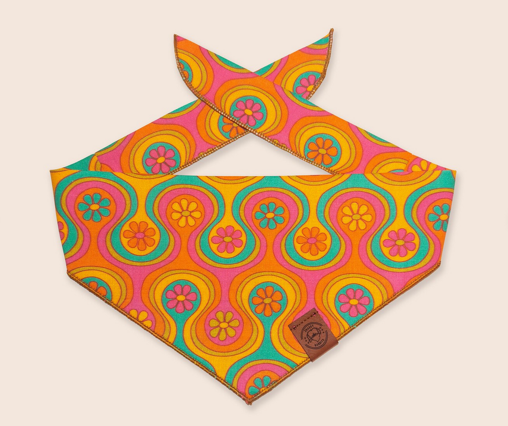 Trippy Floral Printed Dog Bandana // Sustainable // 100% Cotton // Tie On // Slim Fitted