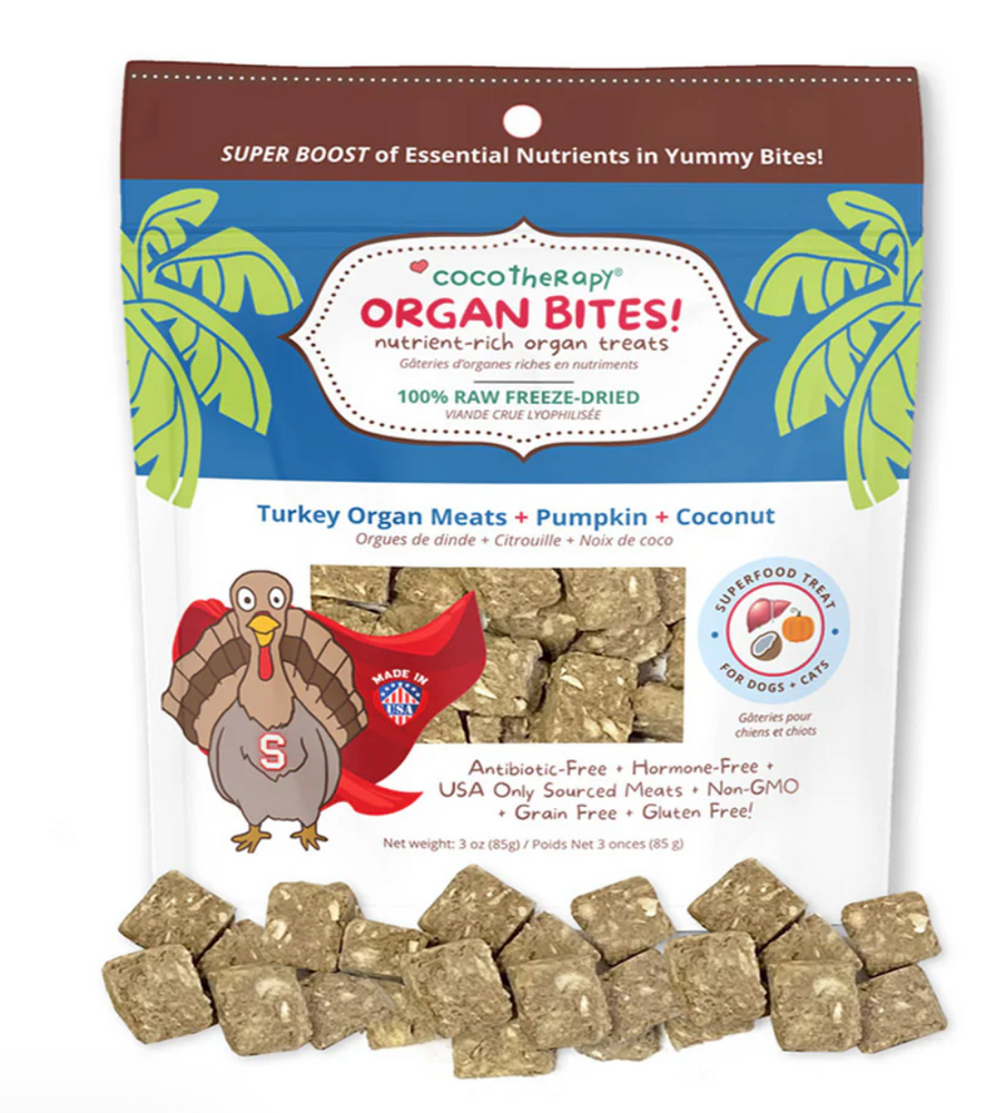 Cocotherapy Organ Bites - Turkey + Pumpkin, 3 ounces