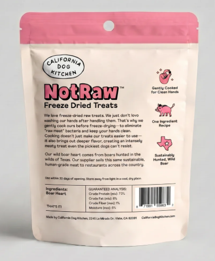 California Dog Kitchen- Wild Boar Heart Treats (2oz)
