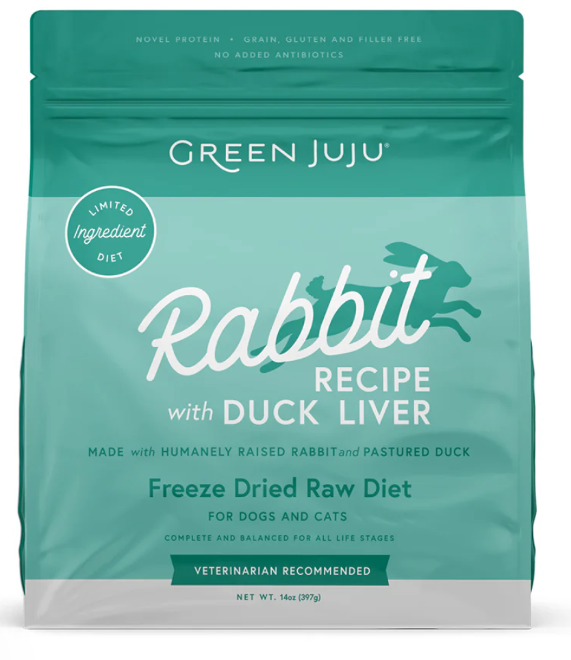 Green Juju | Rabbit Freeze-Dried Raw Diet For Dogs and Cats (14oz)