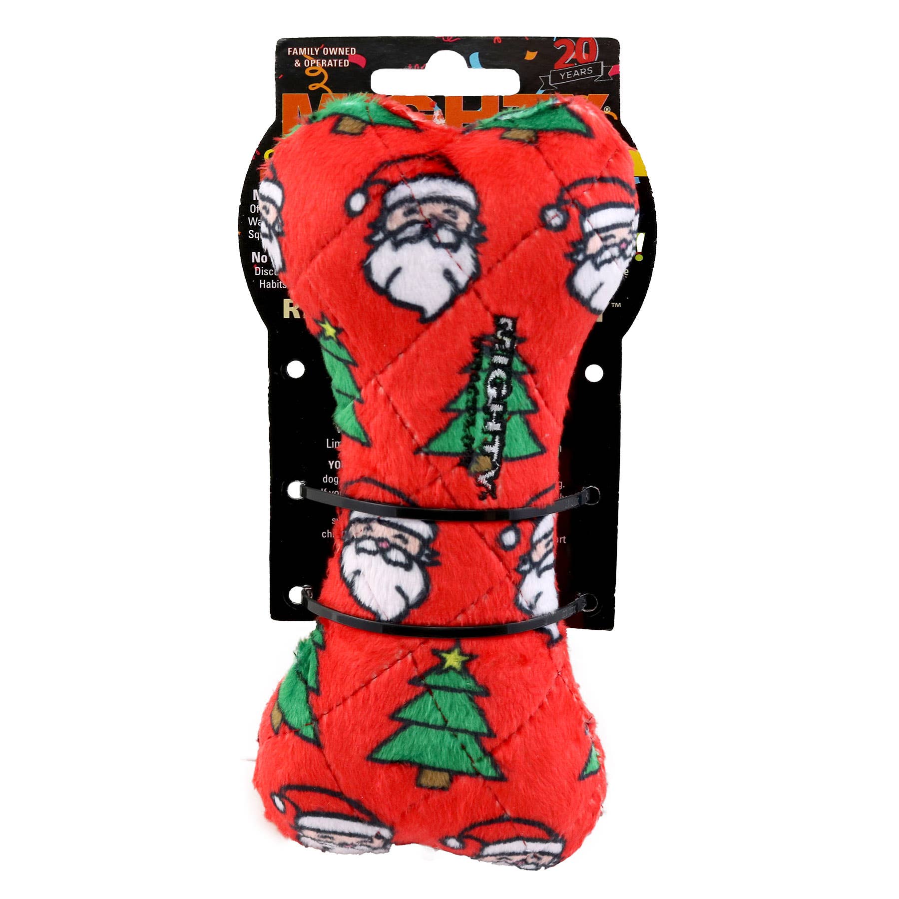 Tuffy Dog Toys - VIP Products - Mighty Bone- Medium Christmas Squeaky Dog Toy, No Stuffing