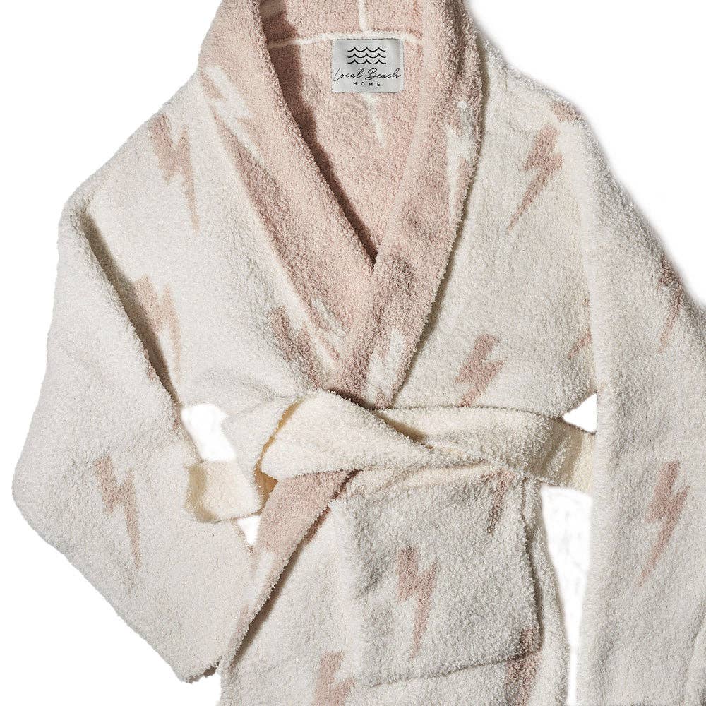 Local Beach - Lightning Bolt Luxe Robe: Sand/Cream / One Size Fits Most