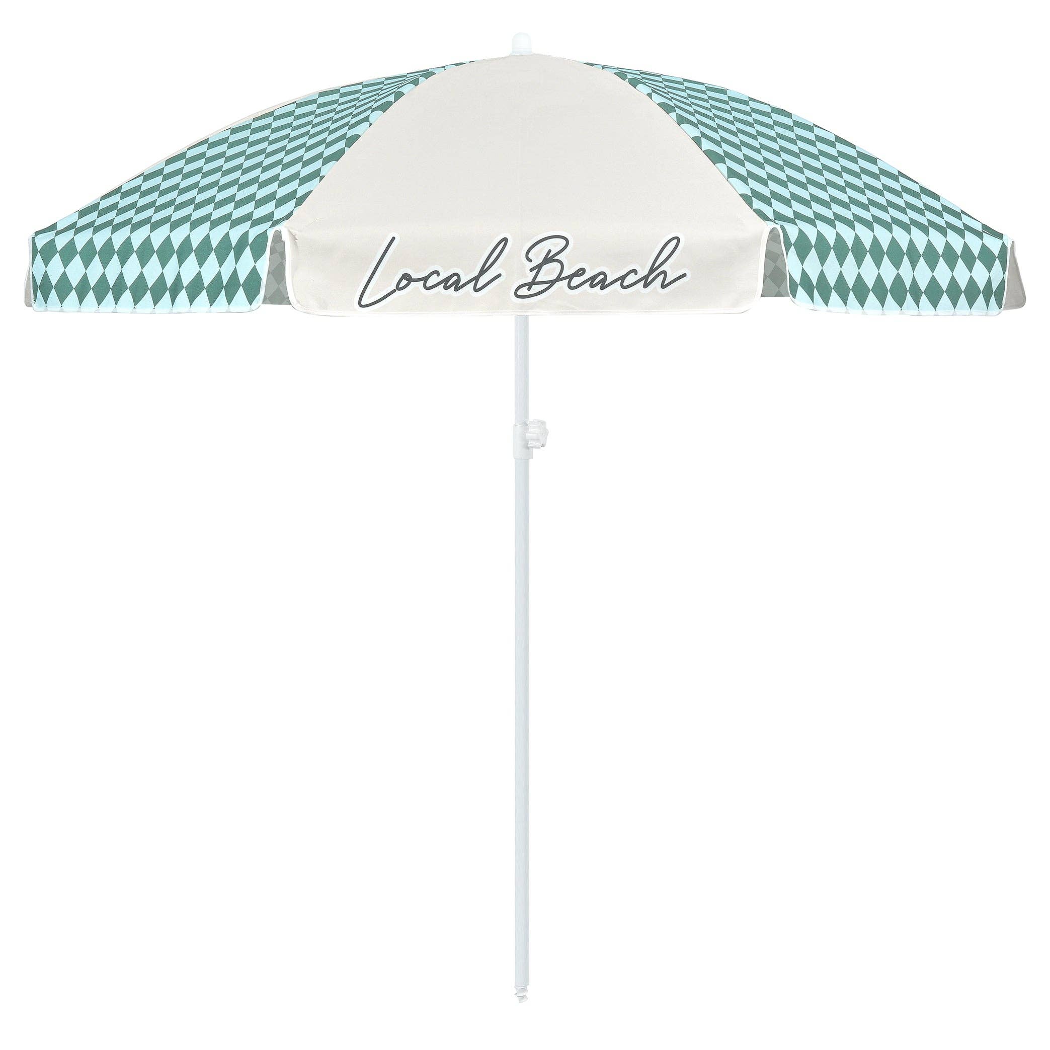 Local Beach - Green/Blue Checker Mix Beach Umbrella: Green/Blue