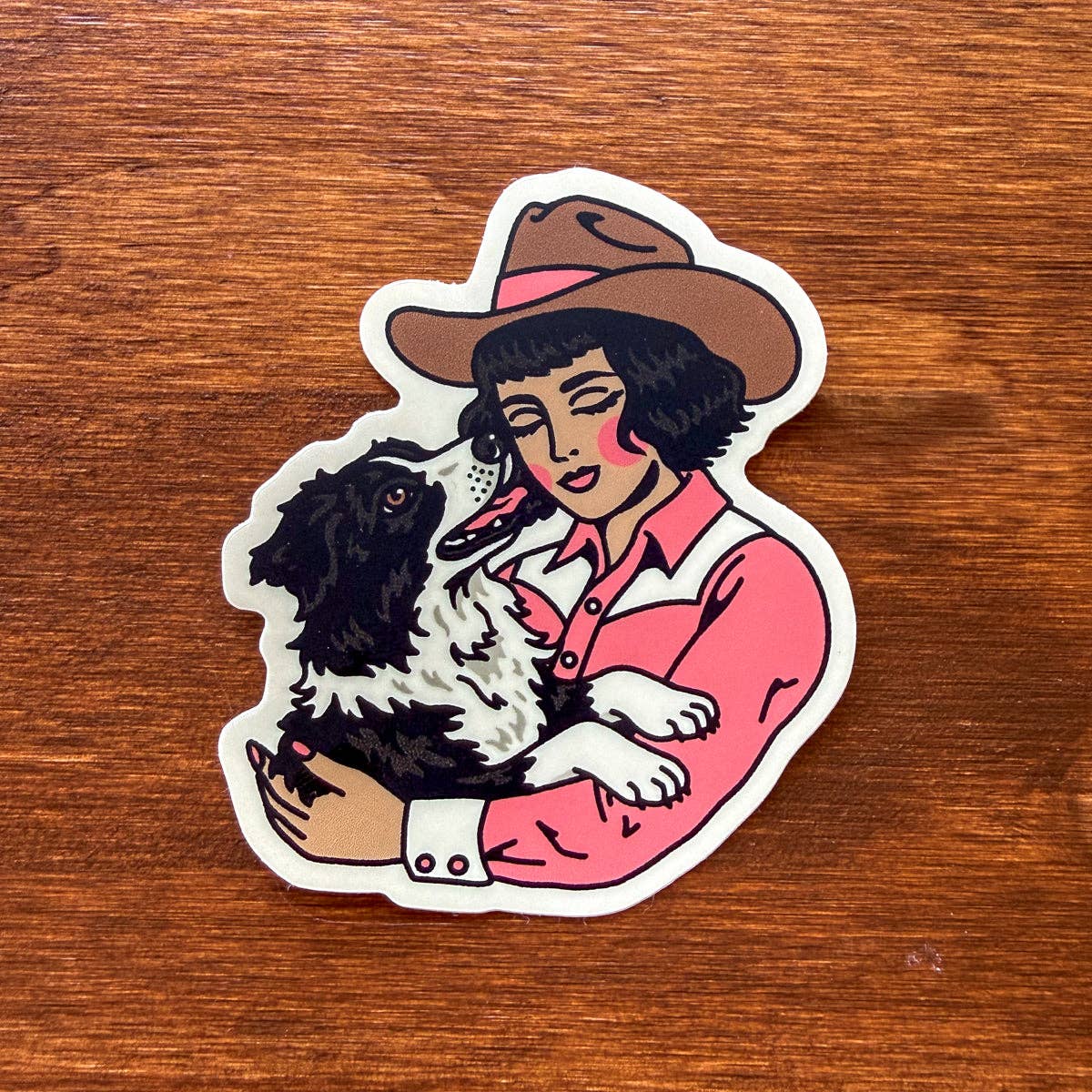 Steel Bison - Border Collie Cowgirl 3 Inch Matte Vinyl Sticker