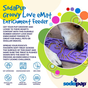 SodaPup - Groovy Love Design eMat Enrichment Lick Mat - small: Groovy Love emat - purple