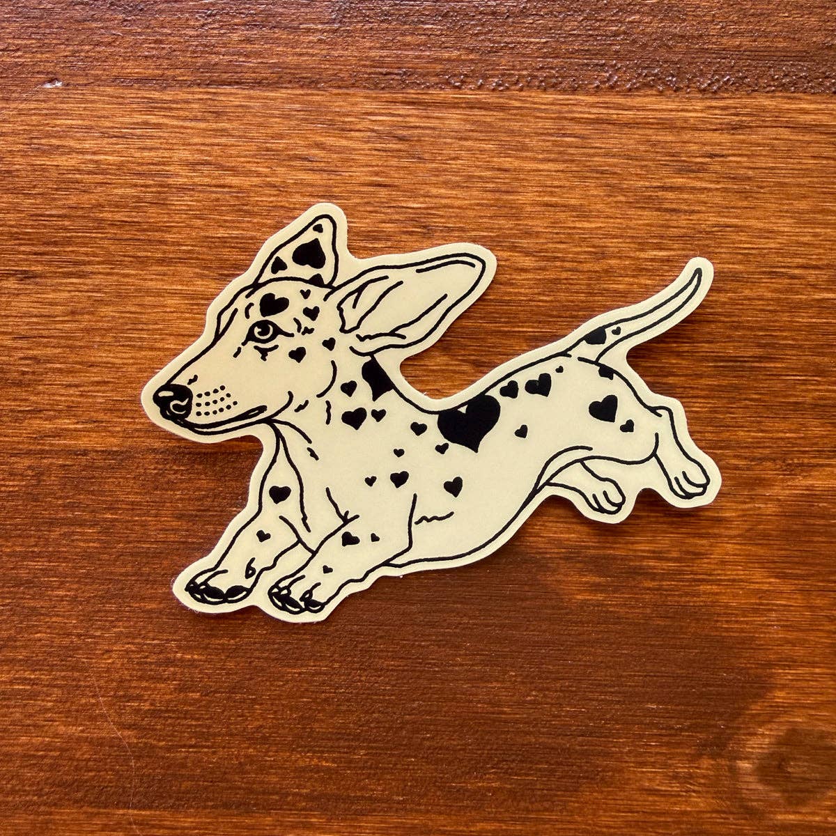 Steel Bison - Dachshund Hearts (Black/Cream) 3 Inch Matte Vinyl Sticker