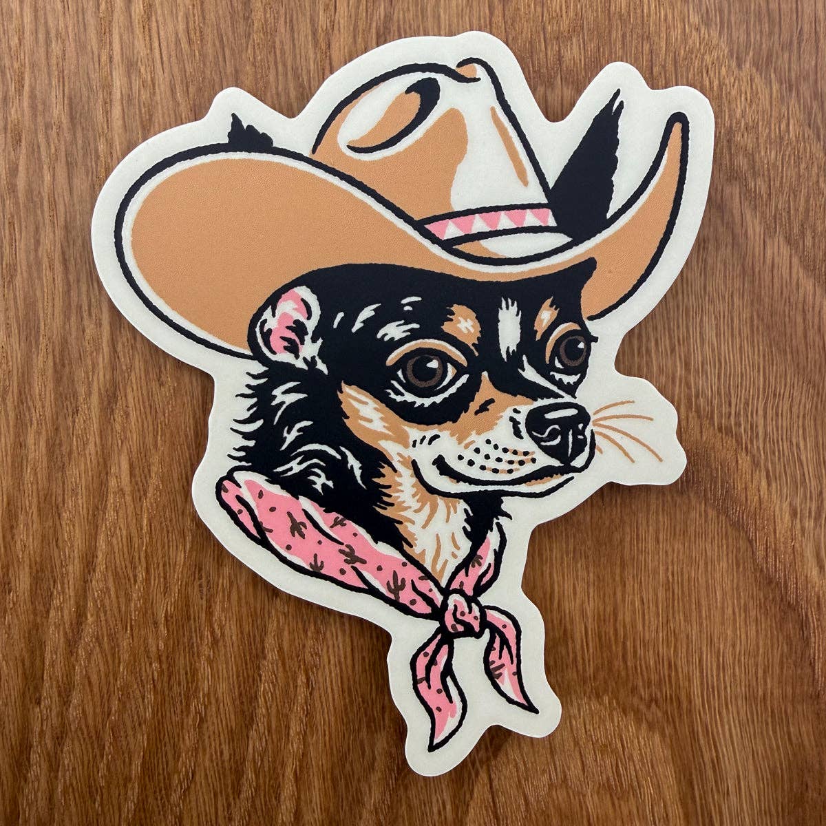 Steel Bison - Chihuahua (Black/Tan) Cowdog 4 Inch Matte Vinyl Sticker