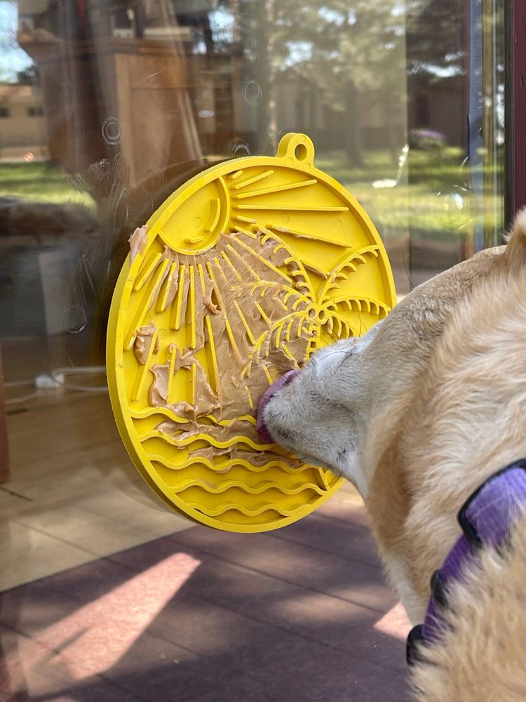 SodaPup - Sun n' Sea eMat Enrichment Lick Mat With Suction Cups: Yellow