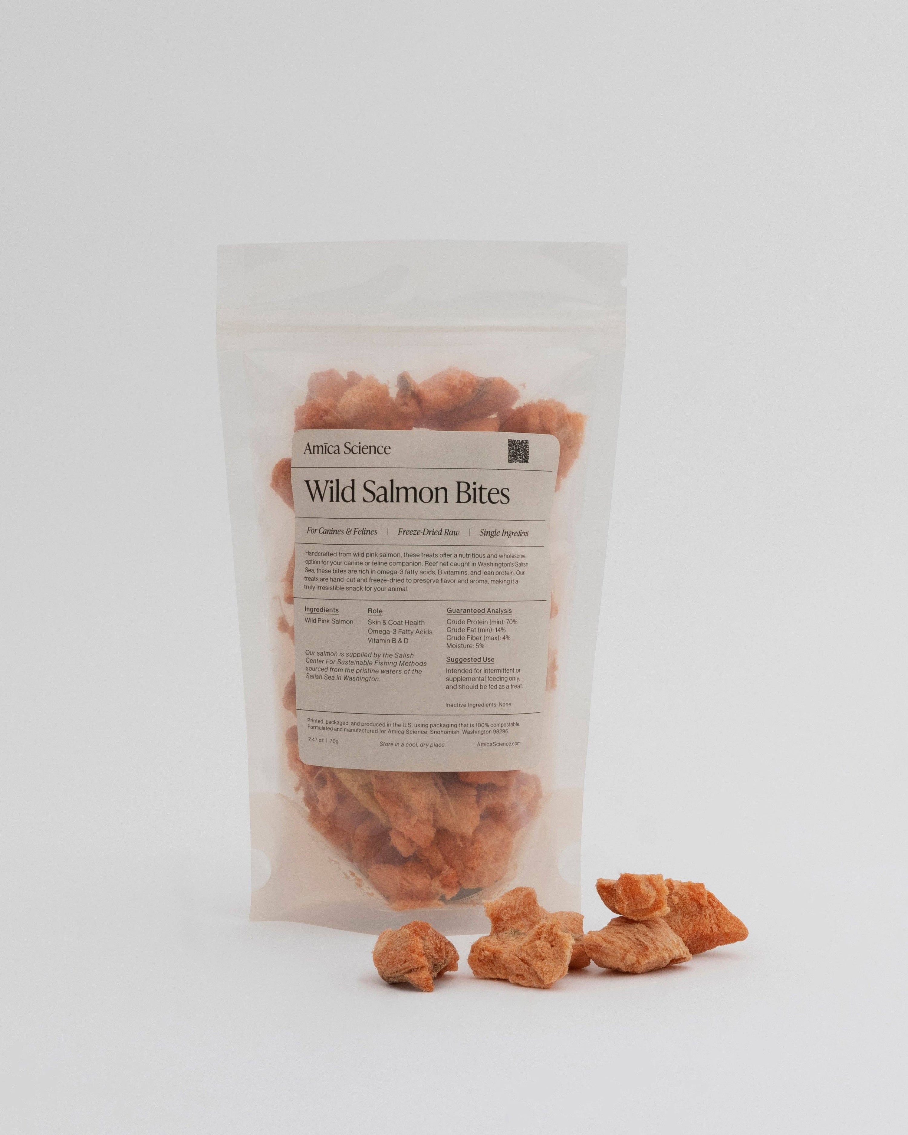 Amica Science - Wild Salmon Bites: Compostable Pouch (70g)