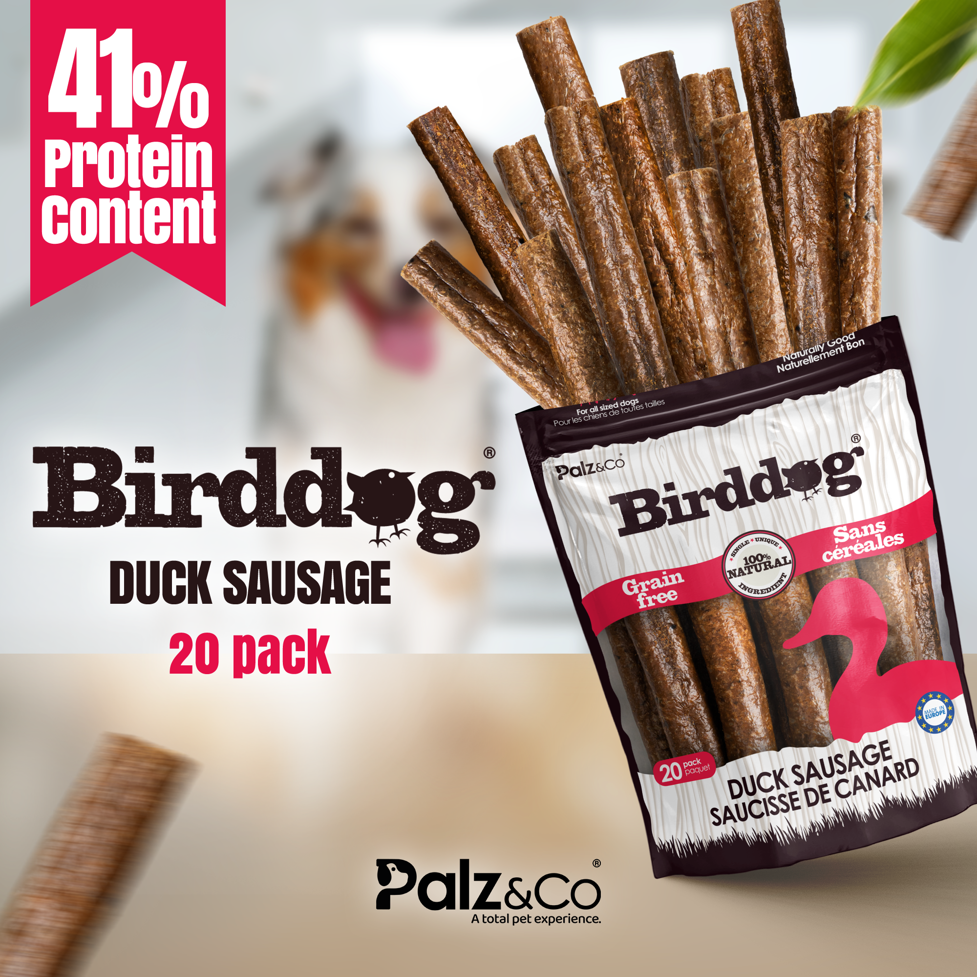 Palz&Co - Birddog Duck Sausage: 8 Pack