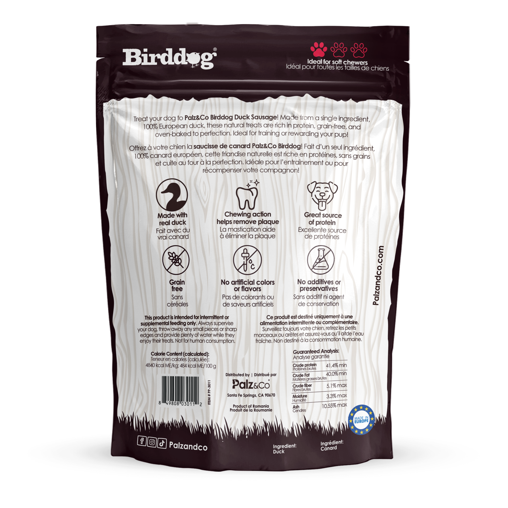 Palz&Co - Birddog Duck Sausage: 8 Pack