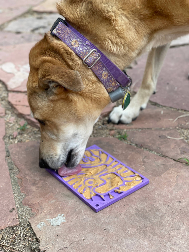 SodaPup - Groovy Love Design eMat Enrichment Lick Mat - small: Groovy Love emat - purple